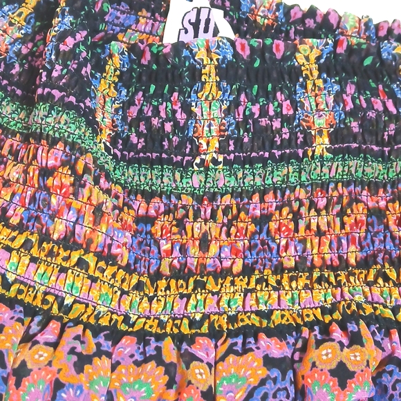 💜 Sui by Anna Sui Paisley Chiffon Lace Skirt – Shirred Waist, Size L - Picture 7 of 7